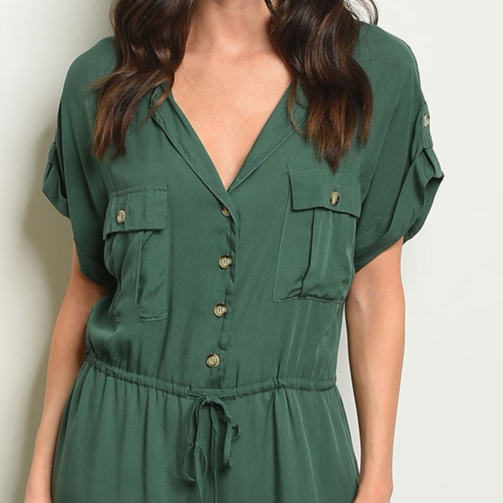 LAST ONE✨Military Army Green Drawstring Jumpsuit - Picture 3 of 7